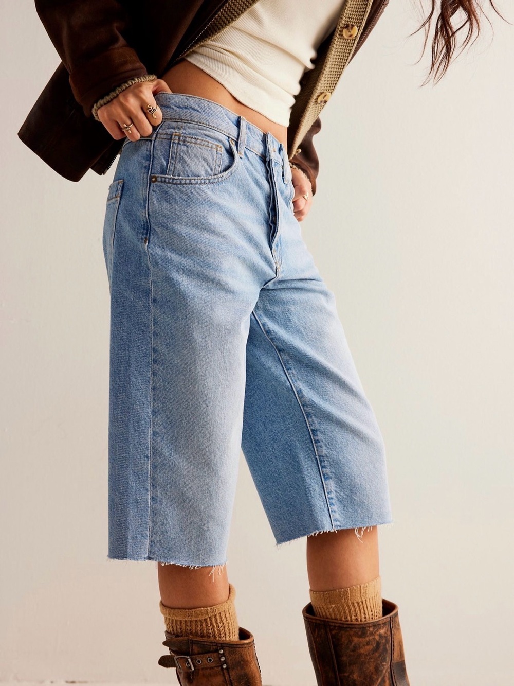 NWT Free People We The Free Low Rise Relaxed Capri Jeans Drummer Boy 26